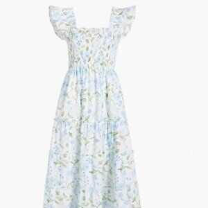 The Ellie Nap Dress Blue Peony Bouquet Cotton - Size Small